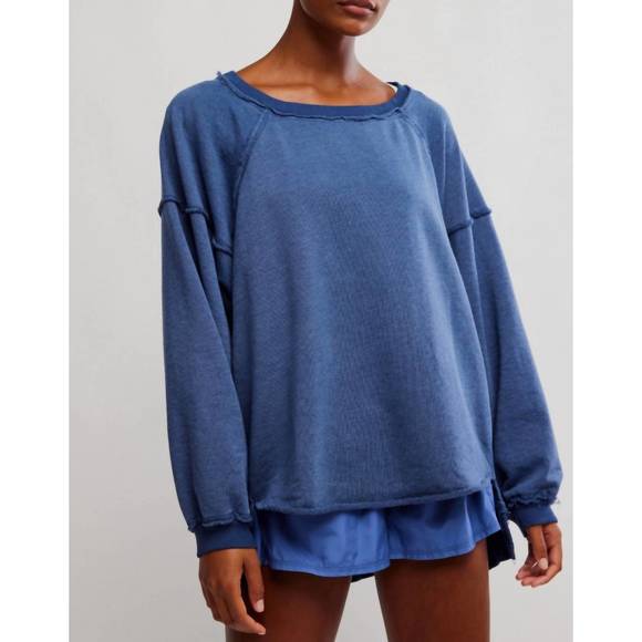 NEW FREE PEOPLE one to beat pullover sweatshirt in midnight navy - Picture 1 of 6